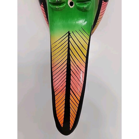 Vintage Hand Painted Ceramic Mexico Folk Art Hanging Parrot 14" - Picture 5 of 9